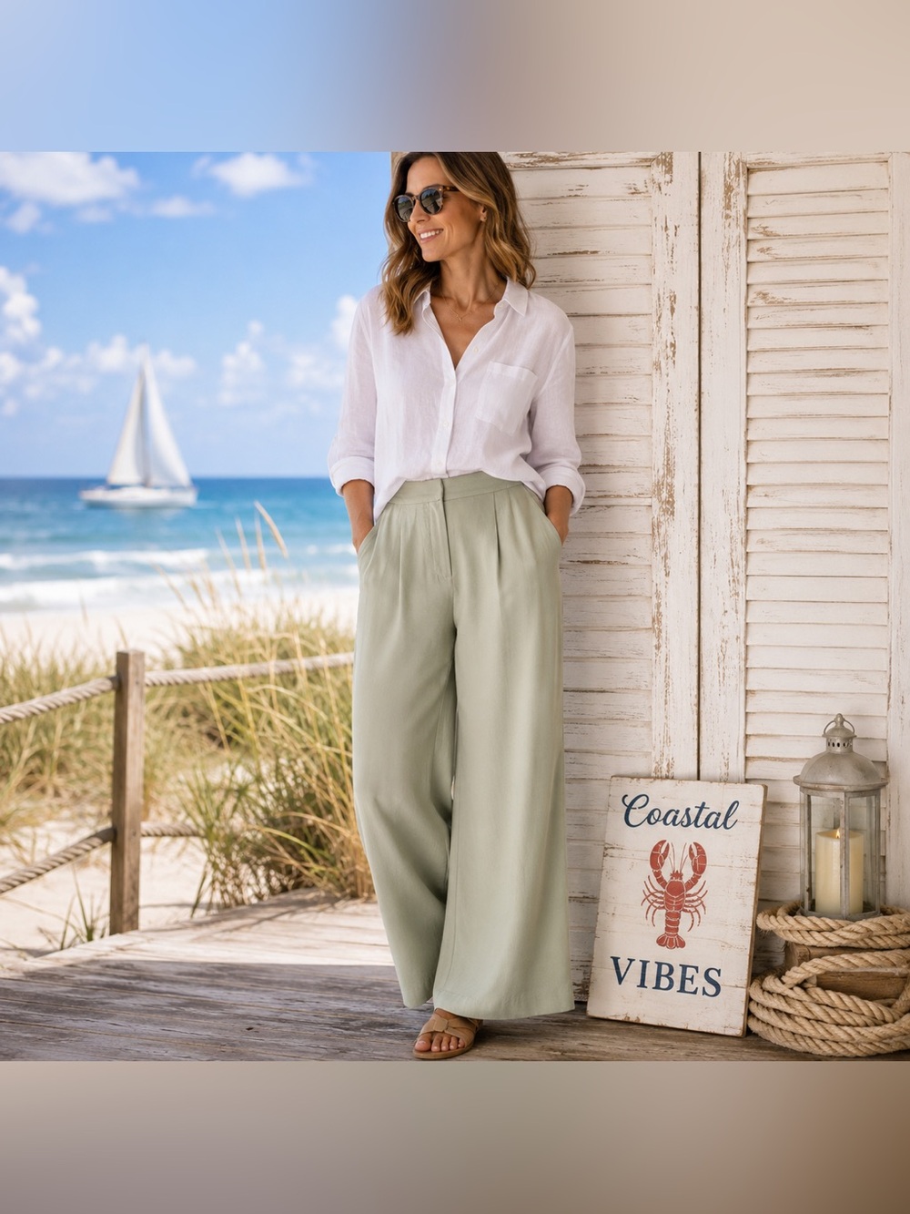 House of Harlow 1960 NWOT Sage Wide Leg Pull On Pants XS Rayon Resort